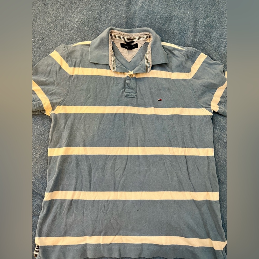 Tommy Hilfiger Striped Blue Polo